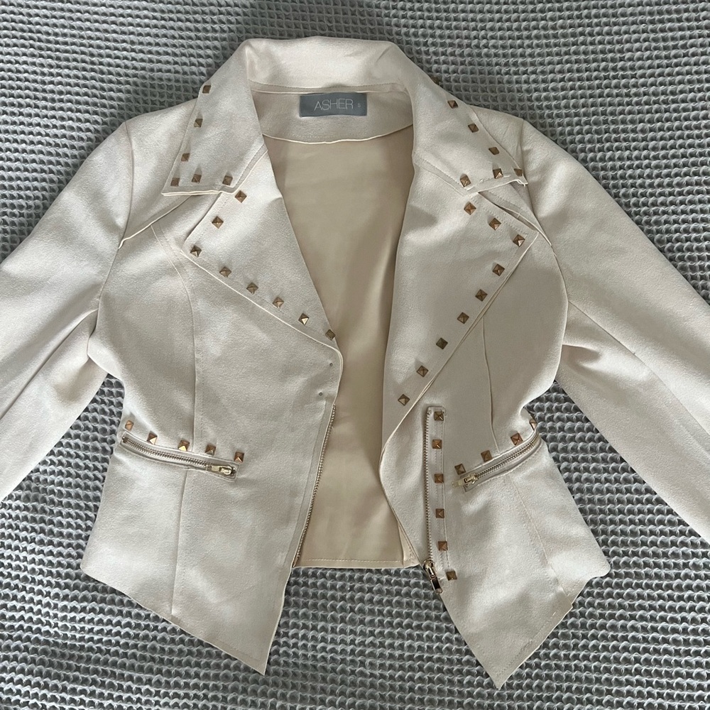 Studded suede moto jacket